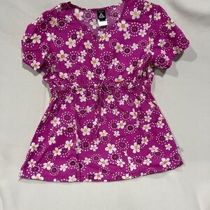 Cherokee Floral V-Neck Scrub Top